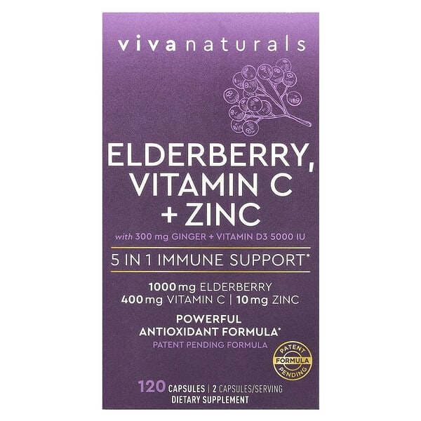 vva03178_v_92.jpg бузина, витамин C и цинк, 120 капсул — Viva Naturals