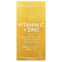 Витамин C + цинк, 250 растительных капсул — Viva Naturals