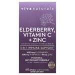 бузина, витамин C, цинк и имбирь, 60 капсул — Viva Naturals