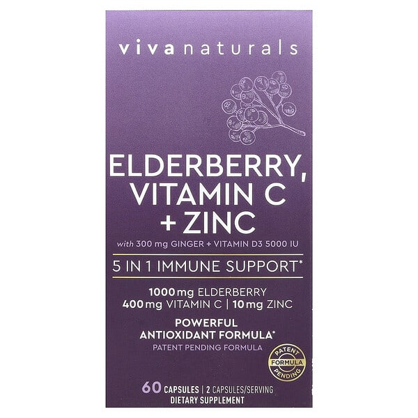vva03276_v_44.jpg бузина, витамин C, цинк и имбирь, 60 капсул — Viva Naturals