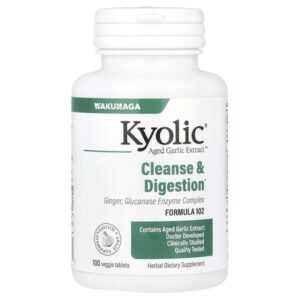 Aged Garlic Extract™, экстракт выдержанного чеснока, для очищения организма и улучшения пищеварения, формула 102, 100 растительных таблеток — Kyolic