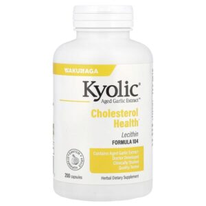 Aged Garlic Extract™, выдержанный экстракт чеснока для здорового уровня холестерина, формула 104, 200 капсул — Kyolic
