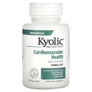 Aged Garlic Extract, экстракт чеснока для здоровья сердечно-сосудистой системы, приём 1 раз в день, формула 250, 60 веганских капсул (1000 мг в 1 капсуле) — Kyolic