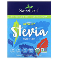 Органический подсластитель на основе стевии, 70 пакетиков, 56,7 г (2 унции) — SweetLeaf Stevia