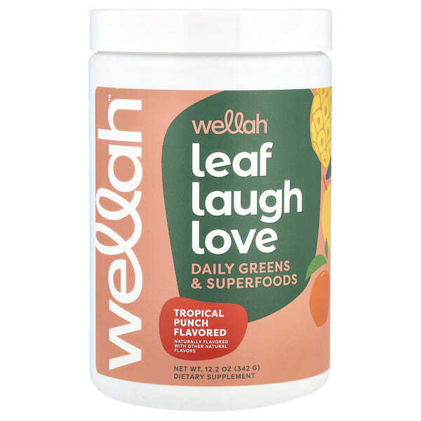 weh08902_v_8.jpg Leaf Laugh Love, Daily Greens & Superfood, тропический пунш, 342 г (12,2 унции) — Wellah