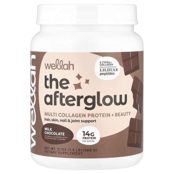weh08917_v_9.jpg The Afterglow, мультиколлагеновый протеин + красота, молочный шоколад, 588 г (1,3 фунта) — Wellah