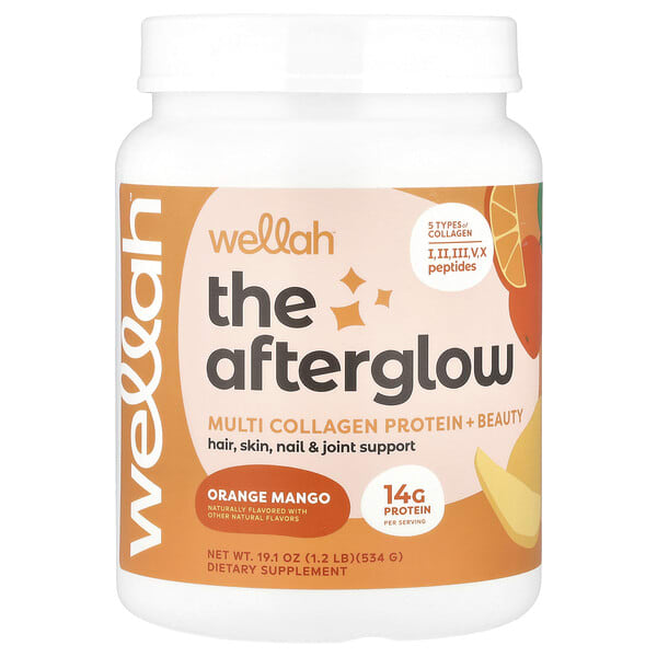 weh08918_v_17.jpg The Afterglow, мультиколлагеновый протеин + красота, апельсин и манго, 534 г (1,2 фунта) — Wellah
