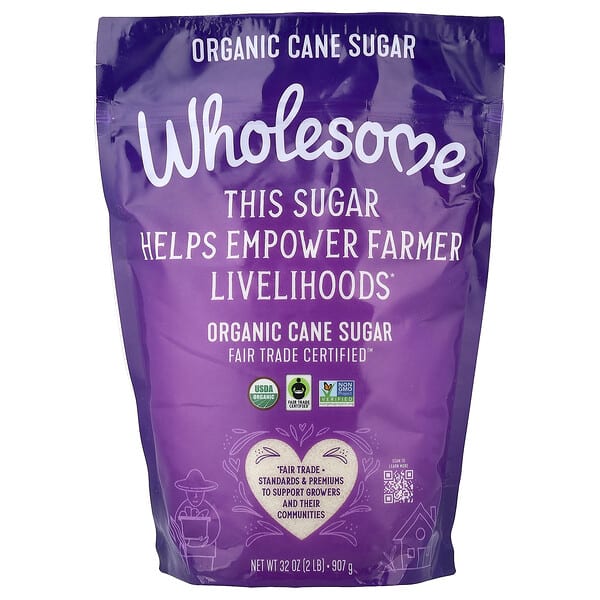 whs40600_v_13.jpg Органический тростниковый сахар, 907 г (2 фунта) — Wholesome Sweeteners
