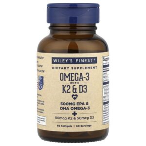 омега-3 с витаминами K2 и D3, 60 капсул — Wiley's Finest