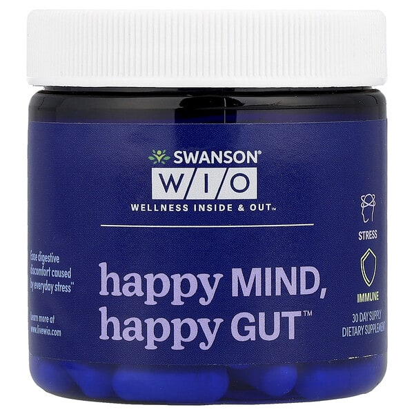 wio30006_v_24.jpg Happy Mind, Happy Gut™, 30 растительных капсул — Swanson WIO