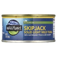 SkypJack, твердый дикий тунец, в оливковом масле, 80 г (2,82 унции) — Wild Planet