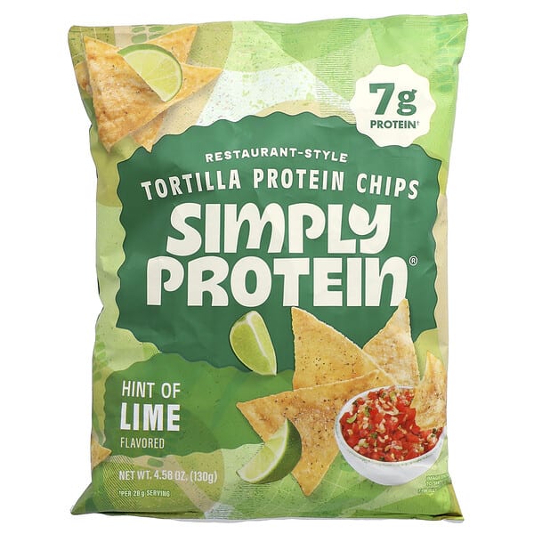 wlt00510_v_6.jpg ресторанные протеиновые чипсы из тортильи, с вкусом лайма, 130 г (4,58 унции) — Simply Protein