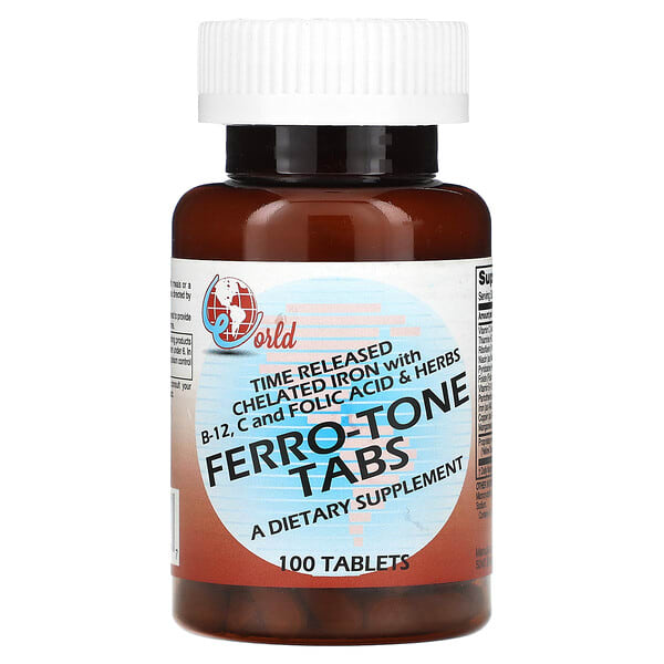 wor55457_v_8.jpg Ferro-Tone, таблетки, 100 таблеток — World Organic