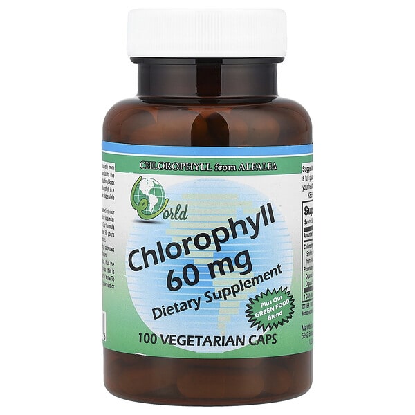 wor59047_v_35.jpg хлорофилл, 60 мг, 100 растительных капсул — World Organic