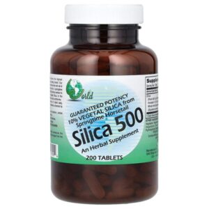 Silica 500, диоксид кремния, 200 таблеток (50 мг в 1 таблетке) — World Organic