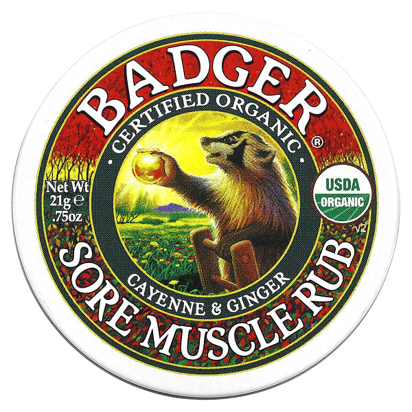 wsb02312_v_27.jpg Sore Muscle Rub, мазь от боли в мышцах с кайенским перцем и имбирем, 21 г (0,75 унции) — Badger