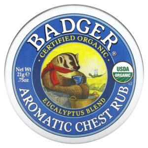 Органическая ароматическая мазь с эвкалиптом и мятой, .75 унций (21 г) — Badger