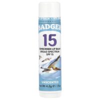 солнцезащитный бальзам для губ, SPF 15, без запаха, 4,2 г (0,15 унции) — Badger