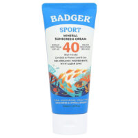 Sport, минеральный крем от загара, SPF 40, без запаха, 87 мл (2,9 жидк. унции) — Badger