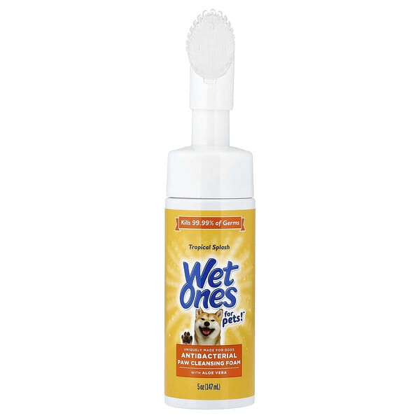 wto05286_v_8.jpg For Pets™, антибактериальная очищающая пенка для лап, для собак, тропические фрукты, 147 мл (5 унций) — Wet Ones