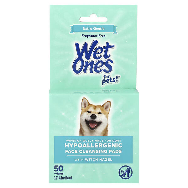 wto05291_v_20.jpg For Pets!™, гипоаллергенные очищающие диски для лица с гамамелисом, для собак, без отдушки, 50 салфеток — Wet Ones