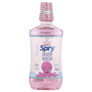 Kid's Spry, детское средство для полоскания рта, поддерживает зубную эмаль, не содержит спирт, натуральная жевательная резинка, 473 мл (16 жидких унций) — Xlear