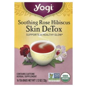 Skin DeTox, успокаивающий чай с розой и гибискусом, 16 чайных пакетиков, 32 г (1,12 унции) — Yogi Tea