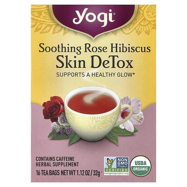ygt20295_v_79.jpg Skin DeTox, успокаивающий чай с розой и гибискусом, 16 чайных пакетиков, 32 г (1,12 унции) — Yogi Tea