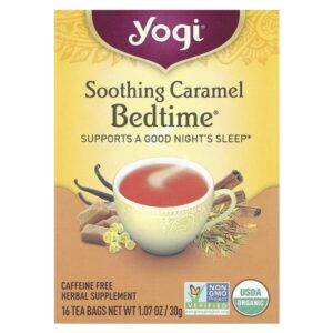Bedtime®, успокаивающая карамель, без кофеина, 16 чайных пакетиков, 30 г (1,07 унций) — Yogi Tea