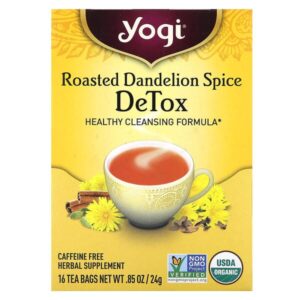 DeTox, обжаренный одуванчик, без кофеина, 16 чайных пакетиков, 24 г (0,85 унции) — Yogi Tea