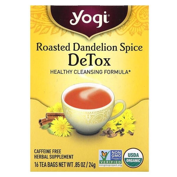 ygt20471_v_33.jpg DeTox, обжаренный одуванчик, без кофеина, 16 чайных пакетиков, 24 г (0,85 унции) — Yogi Tea