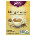 манго и имбирь, без кофеина, 16 чайных пакетиков, 32 г (1,12 унции) — Yogi Tea