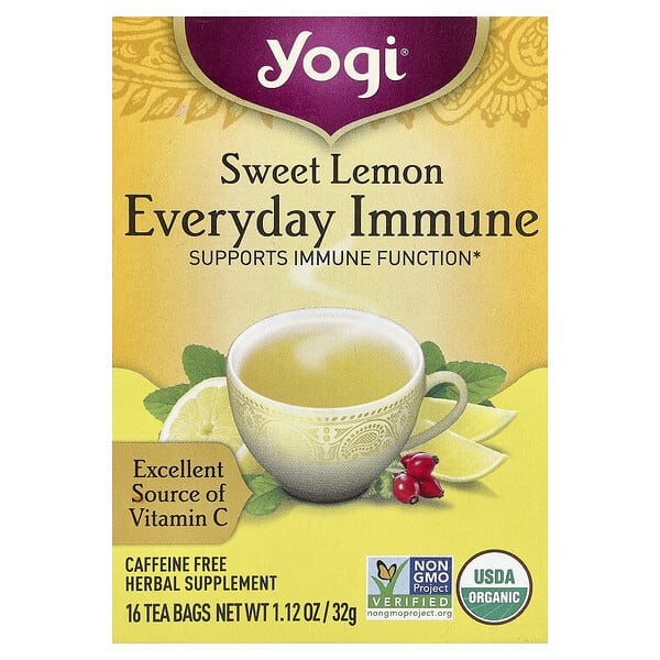 ygt20763_v_59.jpg Everyday Immune, сладкий лимон, без кофеина, 16 чайных пакетиков по 32 г (1,12 унции) — Yogi Tea
