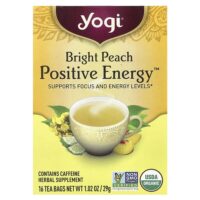 Positive Energy™, Bright Peach , 16 Tea Bags, 1.02 oz (29 g) — Yogi Tea