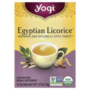 Egyptian Licorice®, без кофеина, 16 чайных пакетиков, 36 г (1,27 унции) — Yogi Tea