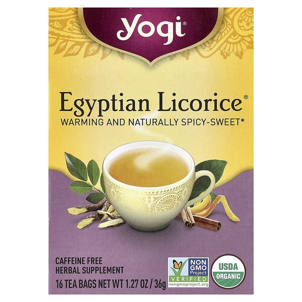 ygt41516_v_75.jpg Egyptian Licorice®, без кофеина, 16 чайных пакетиков, 36 г (1,27 унции) — Yogi Tea