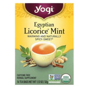 Egyptian Licorice®, с мятой, без кофеина, 16 чайных пакетиков, 32 г (1,12 унции) — Yogi Tea