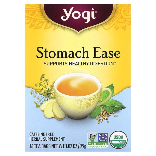 ygt45003_v_40.jpg Stomach Ease, без кофеина, 16 чайных пакетиков, 29 г (1,02 унции) — Yogi Tea