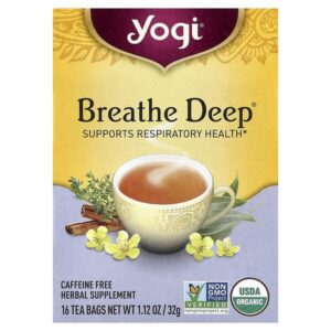 Breathe Deep®, без кофеина, 16 чайных пакетиков, 32 г (1,12 унции) — Yogi Tea