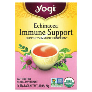 Immune Support, эхинацея, без кофеина, 16 чайных пакетиков, 24 г (0,85 унции) — Yogi Tea