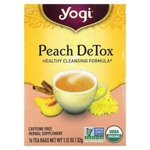 Peach DeTox, персик, без кофеина, 16 чайных пакетиков, 32 г (1,12 унций) — Yogi Tea