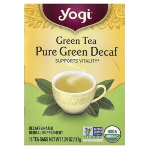 чистый зеленый чай, без кофеина, 16 чайных пакетиков, 31 г (1,09 унции) — Yogi Tea