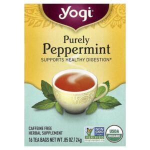 Purely Peppermint, без кофеина, 16 чайных пакетиков, 24 г (0,85 унции) — Yogi Tea
