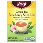 Slim Life, зеленый чай с черникой, 16 чайных пакетиков, 32 г (1,12 унции) — Yogi Tea
