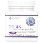 Relax, магниевый порошок, формула для снятия стресса + L-теанин, вкус ягод, 126 г (4,4 унции) — Youtheory