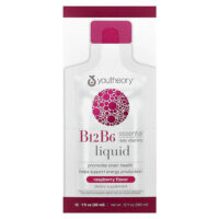 B12, B6, жидкий, на ходу, малиновый, 12 пакетиков по 30 мл (1 жидк. Унция) — Youtheory