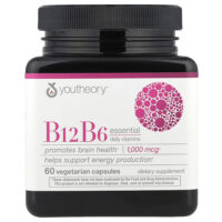 B12, B6, незаменимые ежедневные витамины, 1000 мкг, 60 вегетарианских капсул — Youtheory