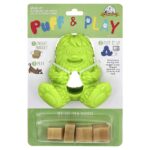 Puff & Play, дозатор лакомств, жевательные таблетки для собак, зеленый, 4 жевательных конфеты, 1 дозатор — Yeti Dog Chew