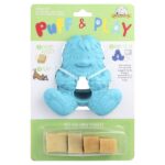 Puff & Play, дозатор лакомств, жевательные таблетки для собак, йети, синий, 4 жевательных конфеты, 1 дозатор — Yeti Dog Chew