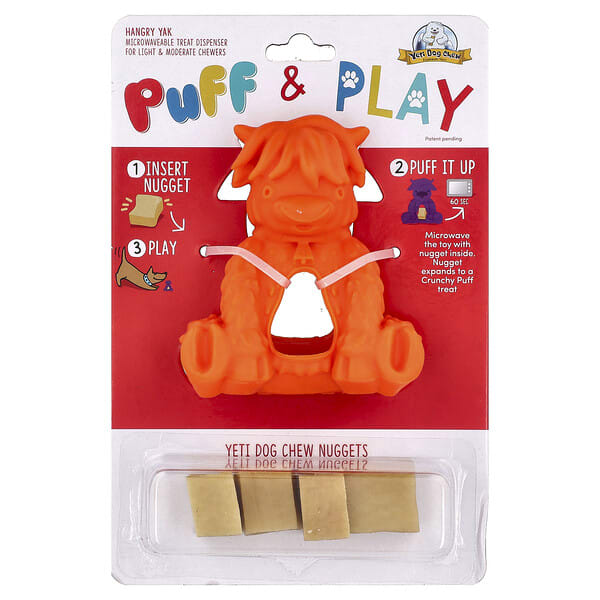 ytc20863_v_4.jpg Puff & Play, жевательные конфеты для собак, апельсин, 4 жевательных конфеты, 1 дозатор — Yeti Dog Chew